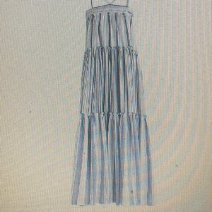Linen white & navy stripe maxi sun dress